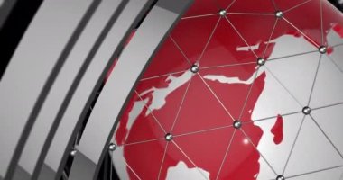 Dönen küreyi daire geometrisiyle üç boyutlu biçimlendiriyorum. Siber fütürist ve teknoloji konsepti için zarif ve modern 3D dünya. TV Yayın başlığı şablonu
