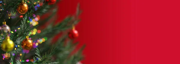 Rendering Bola Natal Realista Árvore Natal Com Brilho Brilho Luz — Fotografia de Stock