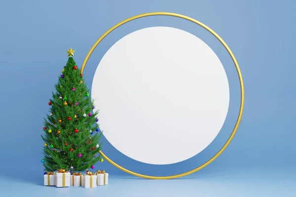 Αποτύπωση Ρεαλιστικό Χριστουγεννιάτικο Δέντρο Λάμψη Glitter Χριστουγεννιάτικη Μπάλα Και Πολύχρωμο — Φωτογραφία Αρχείου