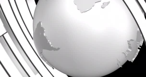 Rendering Spinning Globe Sphere Circle Geometry Elegant Modern Style World — Stock Video
