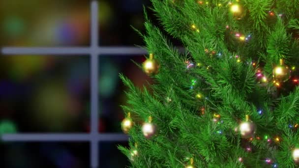 Representación Árbol Navidad Con Brillantes Brillantes Bolas Navidad Colores Árbol — Vídeos de Stock