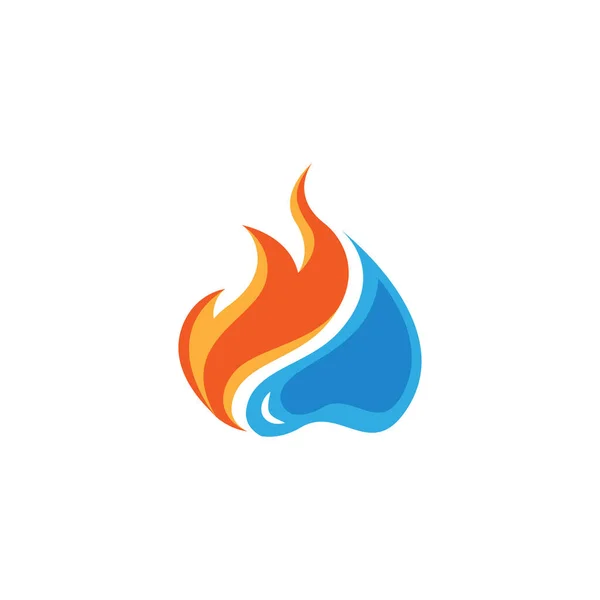 Warna Biru Oranye Vektor Logo Air Dan Api - Stok Vektor