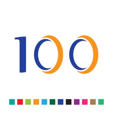 colorful simple number 100 logo design