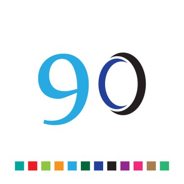 colorful simple number 90 logo design