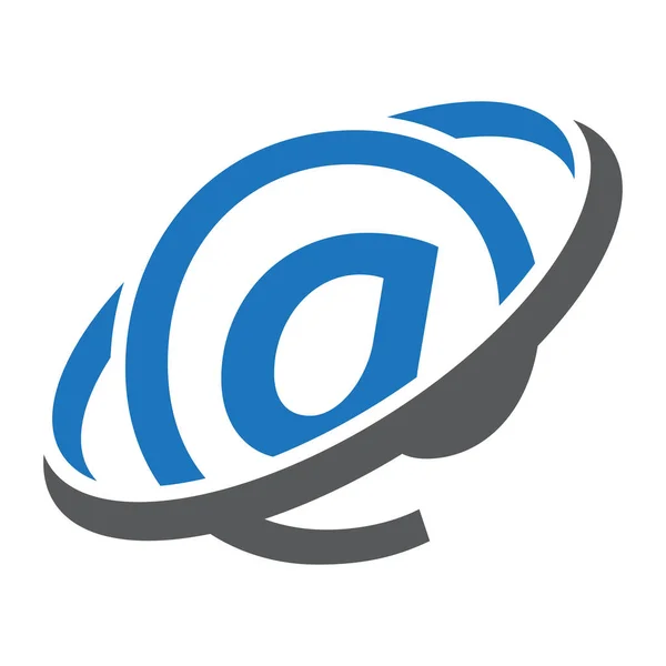 Ícone Mail Com Cor Cinza Azul Swoosh — Vetor de Stock
