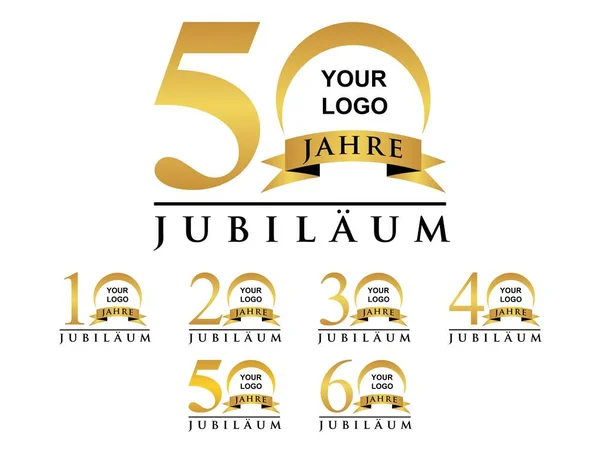 Jubilaum Element Gouden Logo Vector — Stockvector