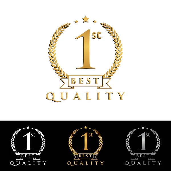 1St Best Quality Guarantee Golden Badge Label Vector — Archivo Imágenes Vectoriales