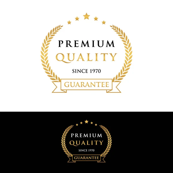 Premium Quality Guarantee Golden Badge Label Vector — Archivo Imágenes Vectoriales