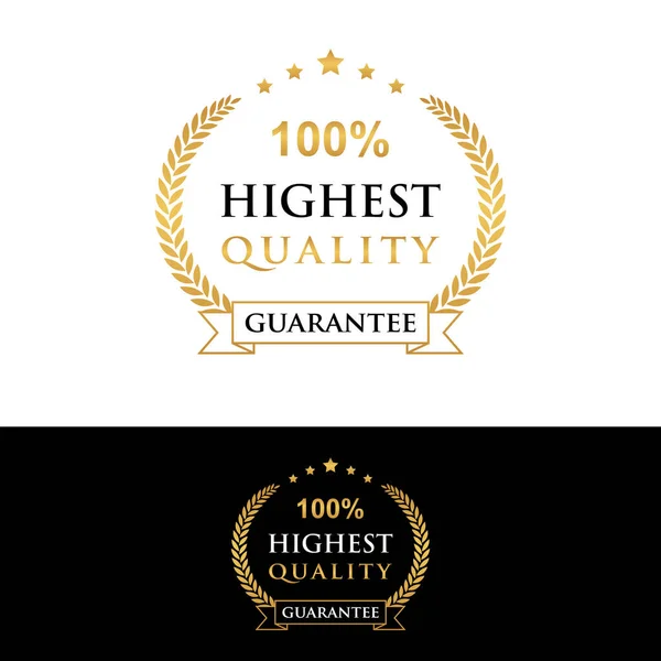 100 Highest Quality Guarantee Golden Badge Label Vector — Archivo Imágenes Vectoriales