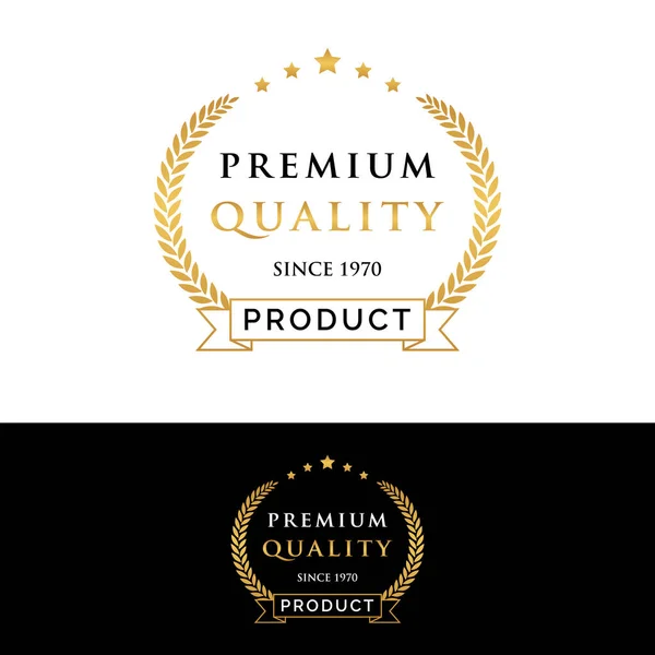 Premium Quality Golden Badge Label Vector — Stock Vector