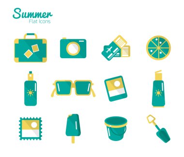 yaz plaj Icons Set.