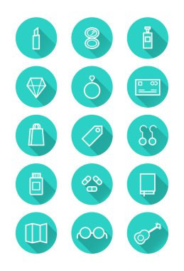 makyaj ve alışveriş Icon set.