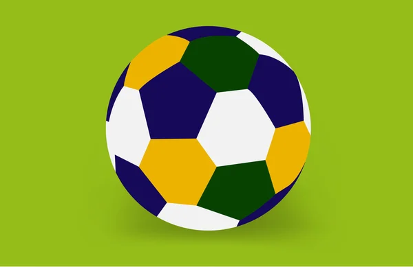 Soccer ball of Brazil in the green background — Stock Vector