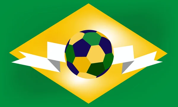 Soccer ball of Brazil in the green background — Stock Vector