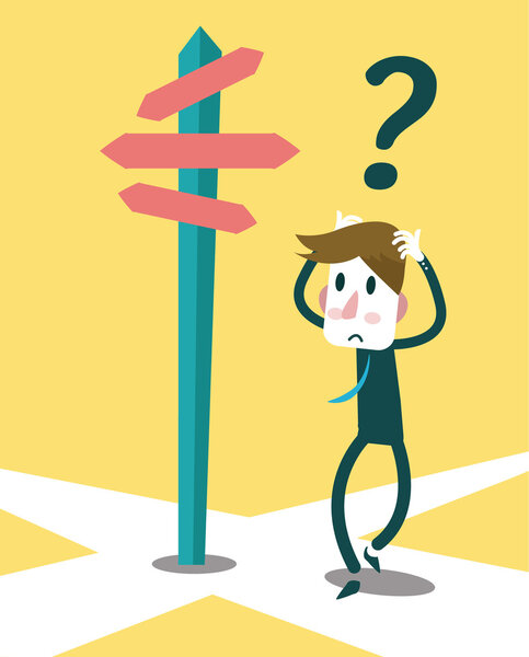 Бизнесмен не знает, куда идти
.