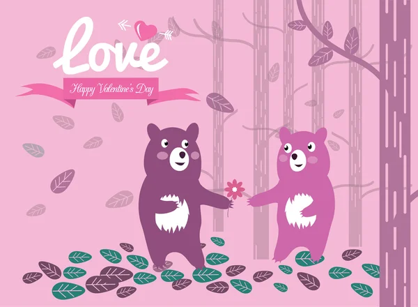 คู่รักน่ารักหมีในป่า . — ภาพเวกเตอร์สต็อก