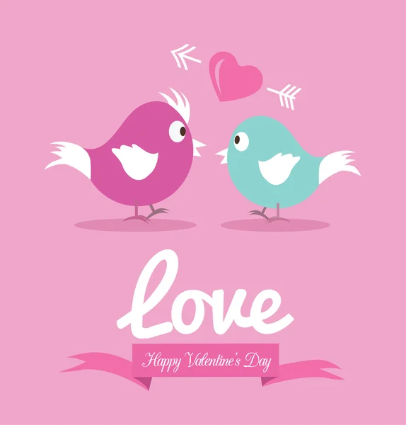 Cute couple bird in love. — Stock Vector