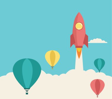 sıcak hava balonu içinde başlatılması roket.