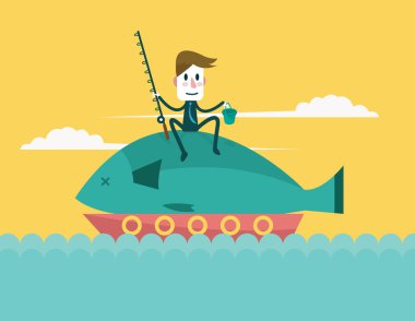 iş adamı büyük bir balık yakalamak.