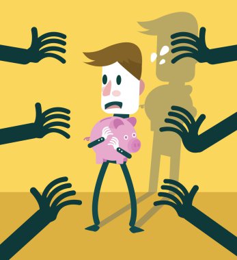 işadamı korumak kumbara form karanlık eller.