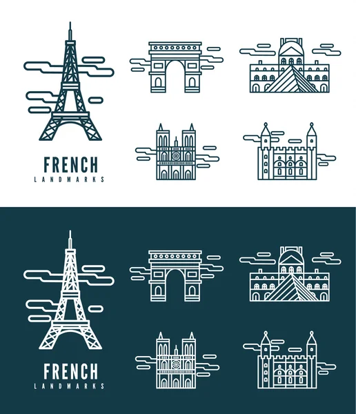 Francia Lugares de interés . — Vector de stock