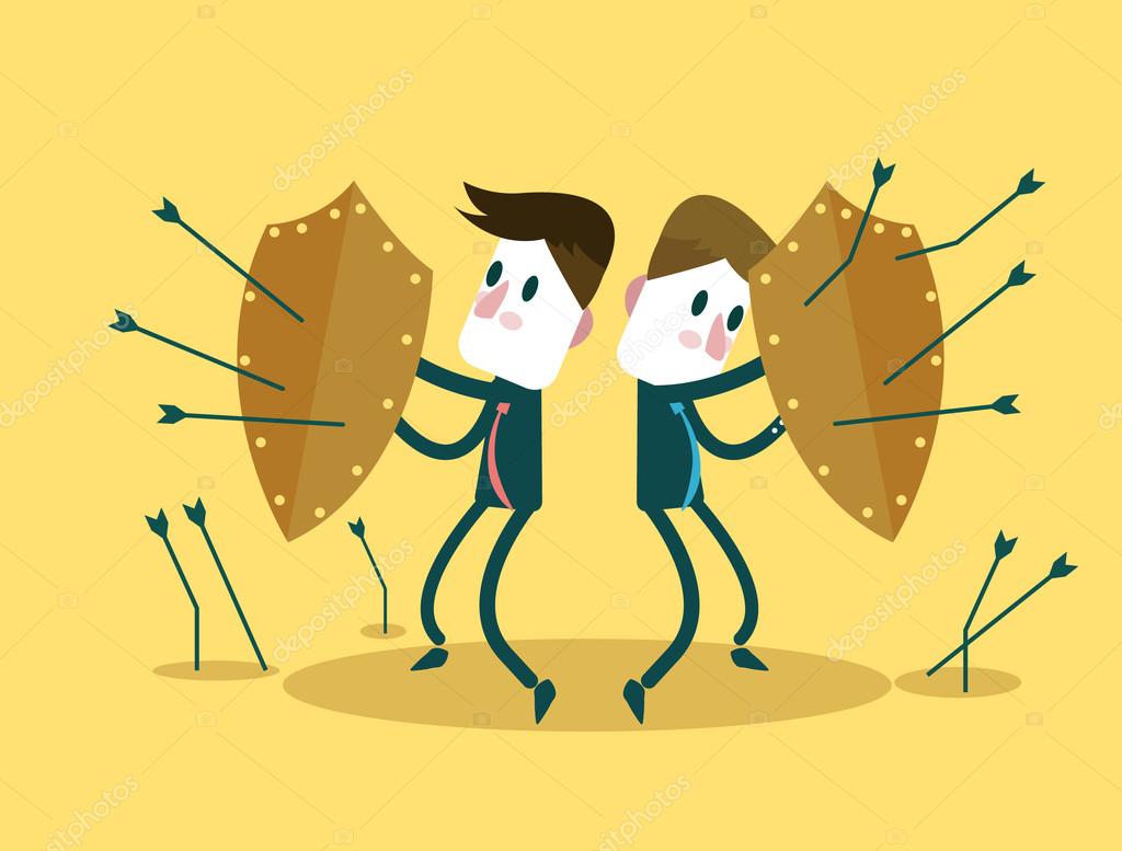 Business Team using shields for self-defense arrows attack. — Stock Vector  © mangsaab #49759457