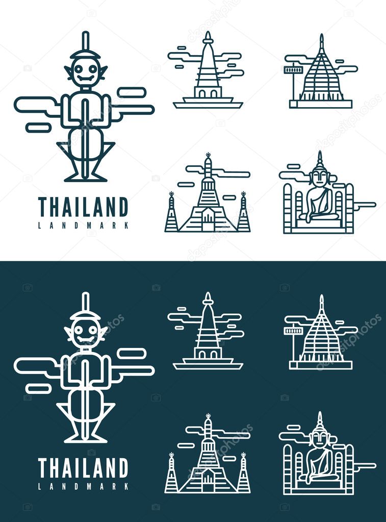 Thailand landmarks. flat design element.
