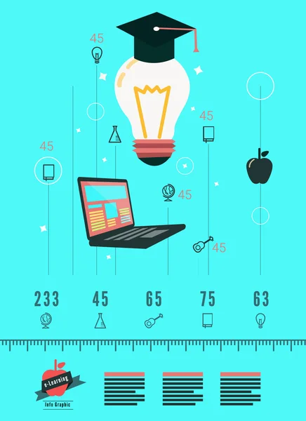 Infográfico de aprendizagem e educação online . —  Vetores de Stock