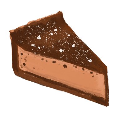Chocolate tart. Water colour hand drawn illustration. Isolate on white background