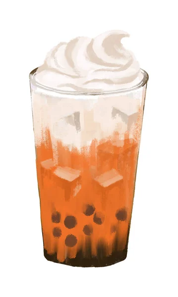 Bubble Milk Tea Water Colour Hand Drawn Illustration Isolate White — 스톡 사진