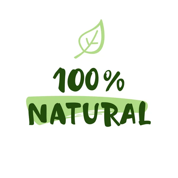 Lettering 100 Naturale Emblema Ecologico — Vettoriale Stock