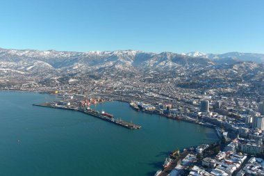 Batum, Gürcistan - 22 Ocak 2021: Şehrin havadan görünüşü