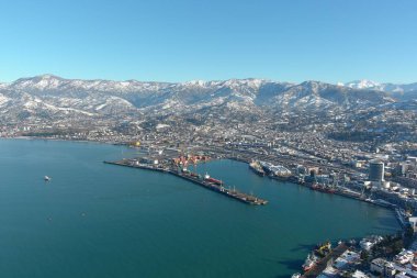 Batum, Gürcistan - 22 Ocak 2021: Şehrin havadan görünüşü