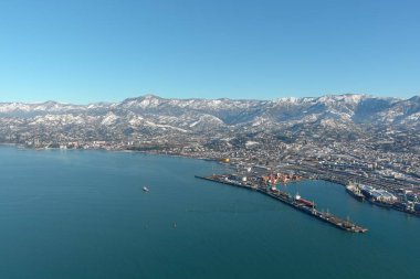 Batum, Gürcistan - 22 Ocak 2021: Şehrin havadan görünüşü