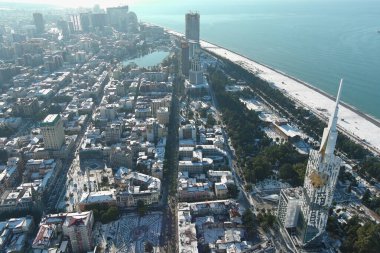 Batum, Gürcistan - 22 Ocak 2021: Şehrin havadan görünüşü