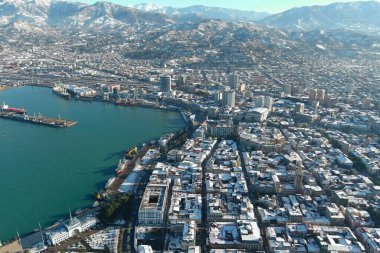 Batum, Gürcistan - 22 Ocak 2021: Şehrin havadan görünüşü