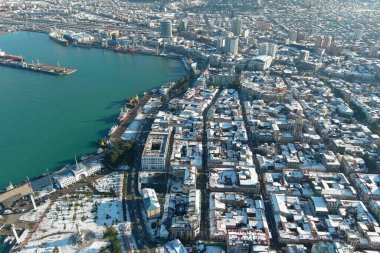 Batum, Gürcistan - 22 Ocak 2021: Şehrin havadan görünüşü