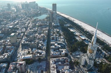 Batum, Gürcistan - 22 Ocak 2021: Şehrin havadan görünüşü