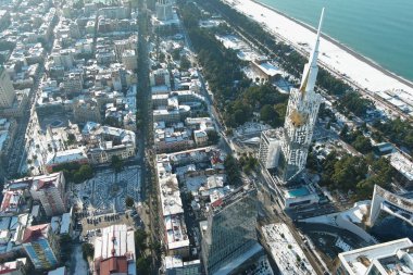 Batum, Gürcistan - 22 Ocak 2021: Şehrin havadan görünüşü