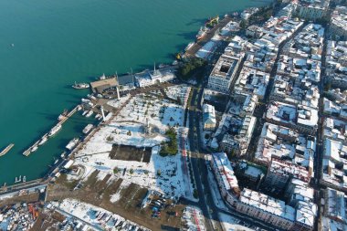 Batum, Gürcistan - 22 Ocak 2021: Şehrin havadan görünüşü