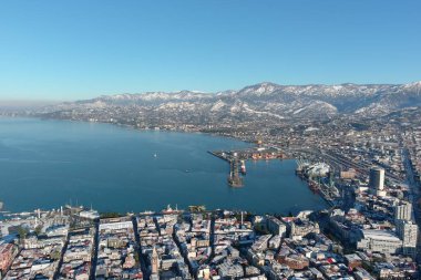 Batum, Gürcistan - 22 Ocak 2021: Şehrin havadan görünüşü