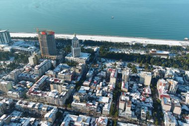 Batum, Gürcistan - 22 Ocak 2021: Şehrin havadan görünüşü