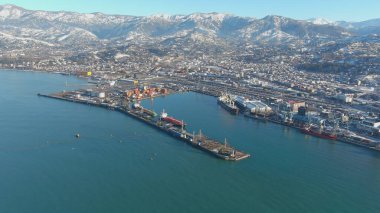 Batum, Gürcistan - 22 Ocak 2021: Şehrin havadan görünüşü