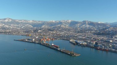 Batum, Gürcistan - 22 Ocak 2021: Şehrin havadan görünüşü