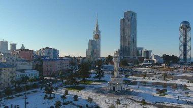 Batum, Gürcistan - 22 Ocak 2021: Şehrin havadan görünüşü