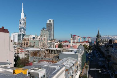 Batum, Gürcistan - 22 Ocak 2021: Şehrin havadan görünüşü