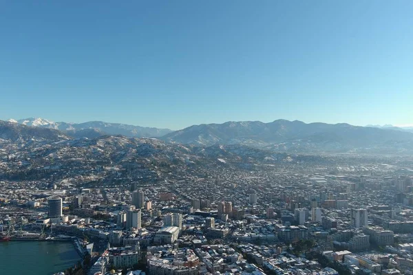 Batum, Gürcistan - 22 Ocak 2021: Şehrin havadan görünüşü