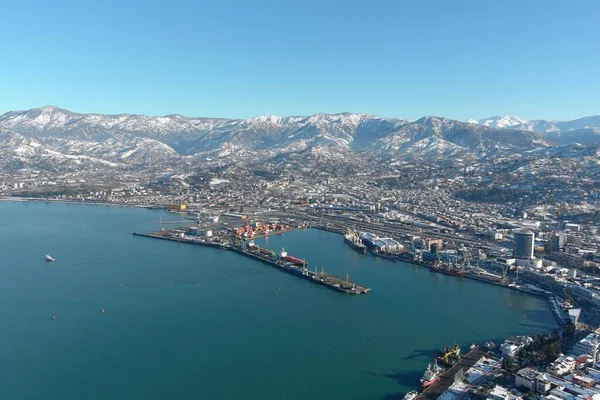 Batum, Gürcistan - 22 Ocak 2021: Şehrin havadan görünüşü