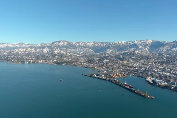 Batum, Gürcistan - 22 Ocak 2021: Şehrin havadan görünüşü