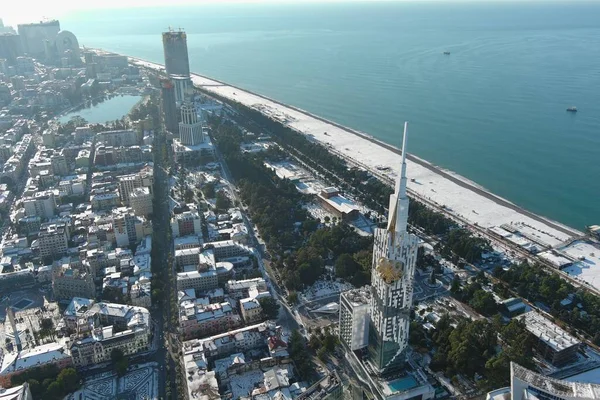 Batum, Gürcistan - 22 Ocak 2021: Şehrin havadan görünüşü